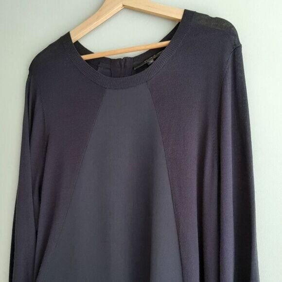 WILLOW & THREAD Mixed Media Midi Shirt Dress Tonal Navy Sz 2X Flawed - Picture 7 of 15